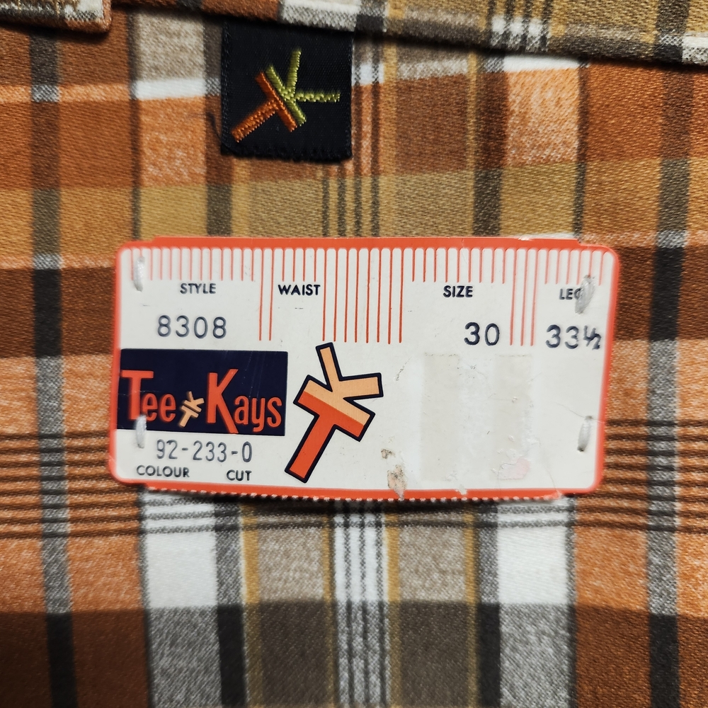 Tee Kays Plaid Pants - Orange, Brown, White